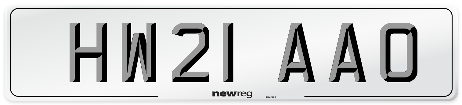 HW21 AAO Number Plate from New Reg